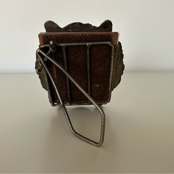 Vintage Anthropologie Pewter Cast Metal Baroque Style Oval Tabletop Frame 3.5"h - Picture 3 of 6